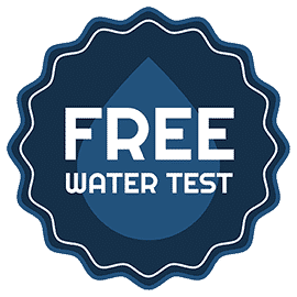 A sticker that says free water test on it