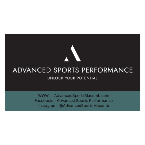 A black business card for Advanced Sports Performance.