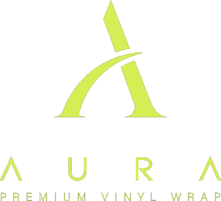 Logo for Aura Premium Vinyl Wrap, featuring a stylized