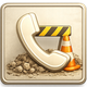 Telephone handset under construction barrier and cone.