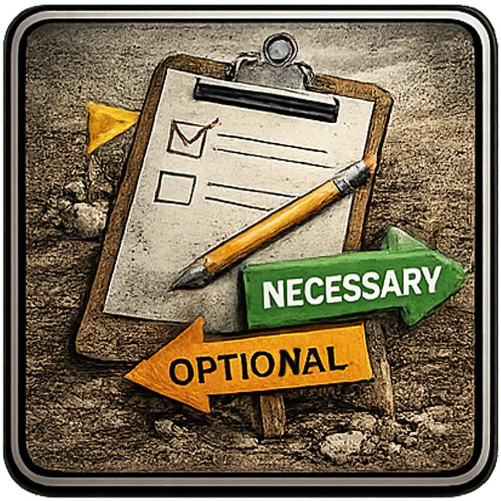 Clipboard with checklist, pencil, and arrows labeled 