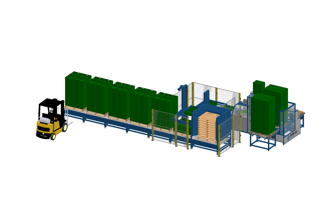 Full option automatische kratten uitvouwmachine - Berry Packing Services - Reintjes Systems