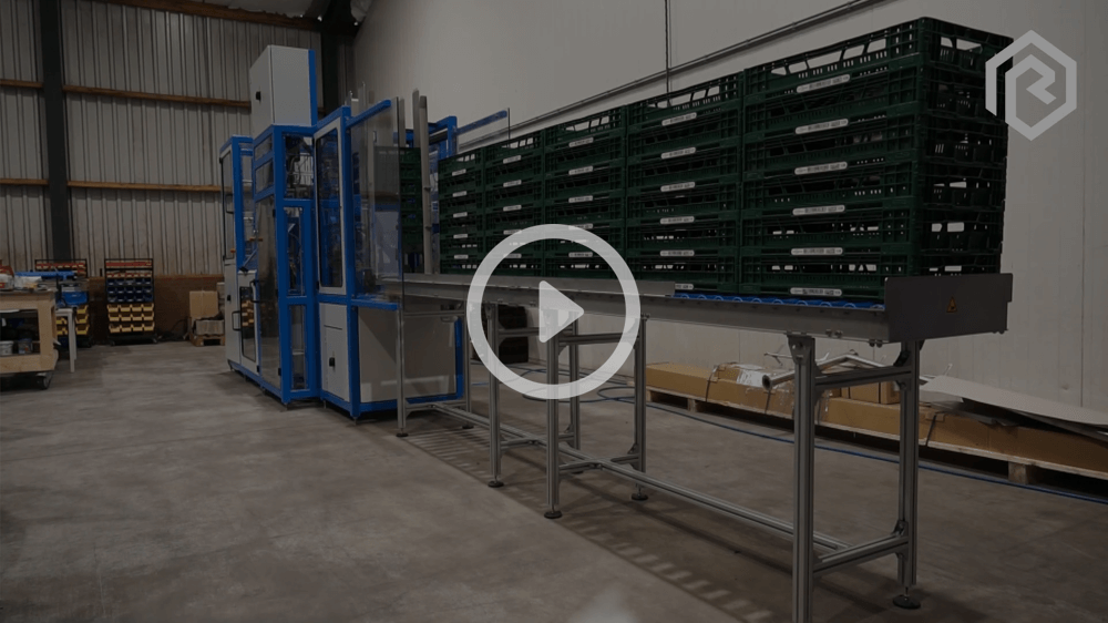 Productvideo automatische krattenuitvouwmachine - Reintjes Systems