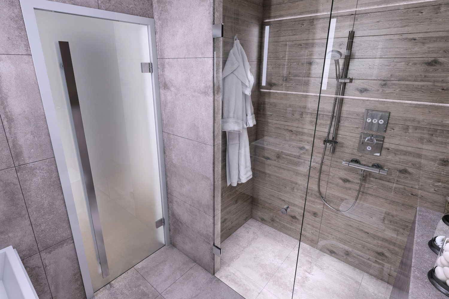Bathroom with a Frameless Glass Door Bathroom with a Frameless Glass Door