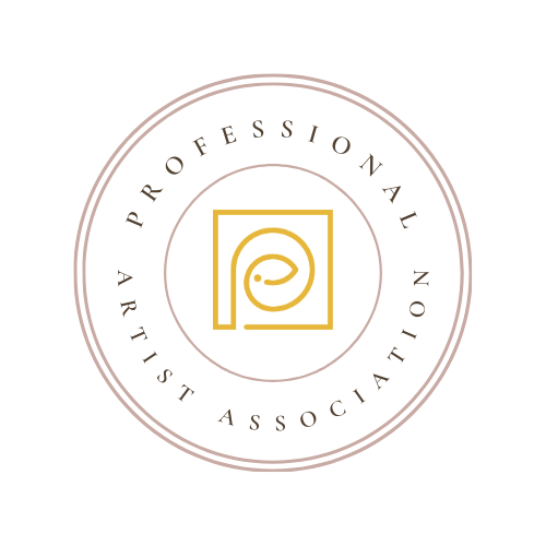 The logo for the professional artist association is a circle with a square in the center.