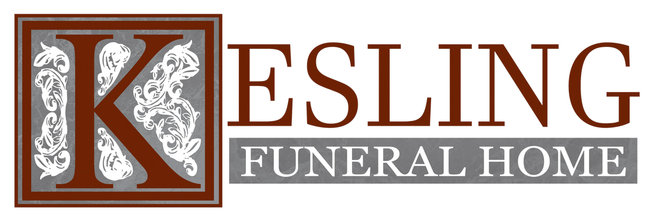 Logo for Kesling Funeral Home, features a decorative "K" and the words "KESLING FUNERAL HOME".