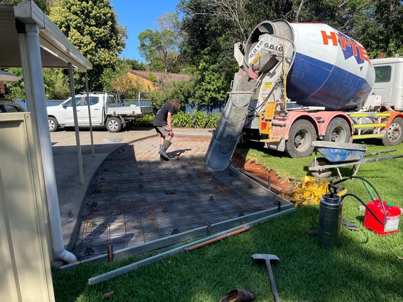 Mixer Pouring Cement — Brodie Wynter Concreting in Port Macquarie, NSW