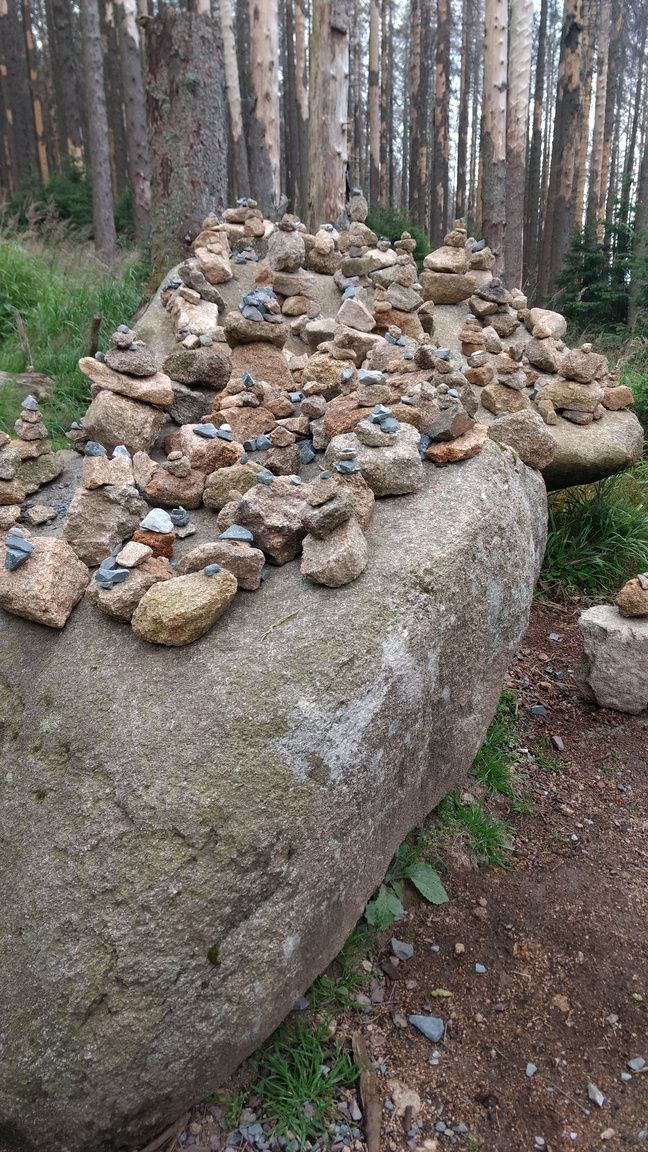 Viele, viele Steinmännchen am Wegesrand der Alten Bobbahn