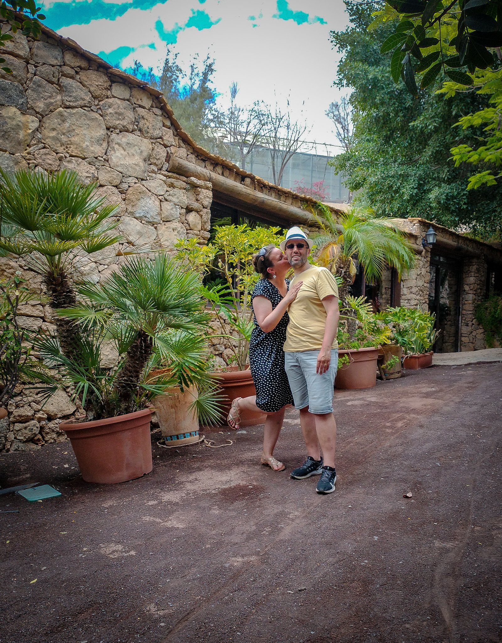 Restaurantbereich im Botanischen garten im Oasis Park auf Fuerteventura