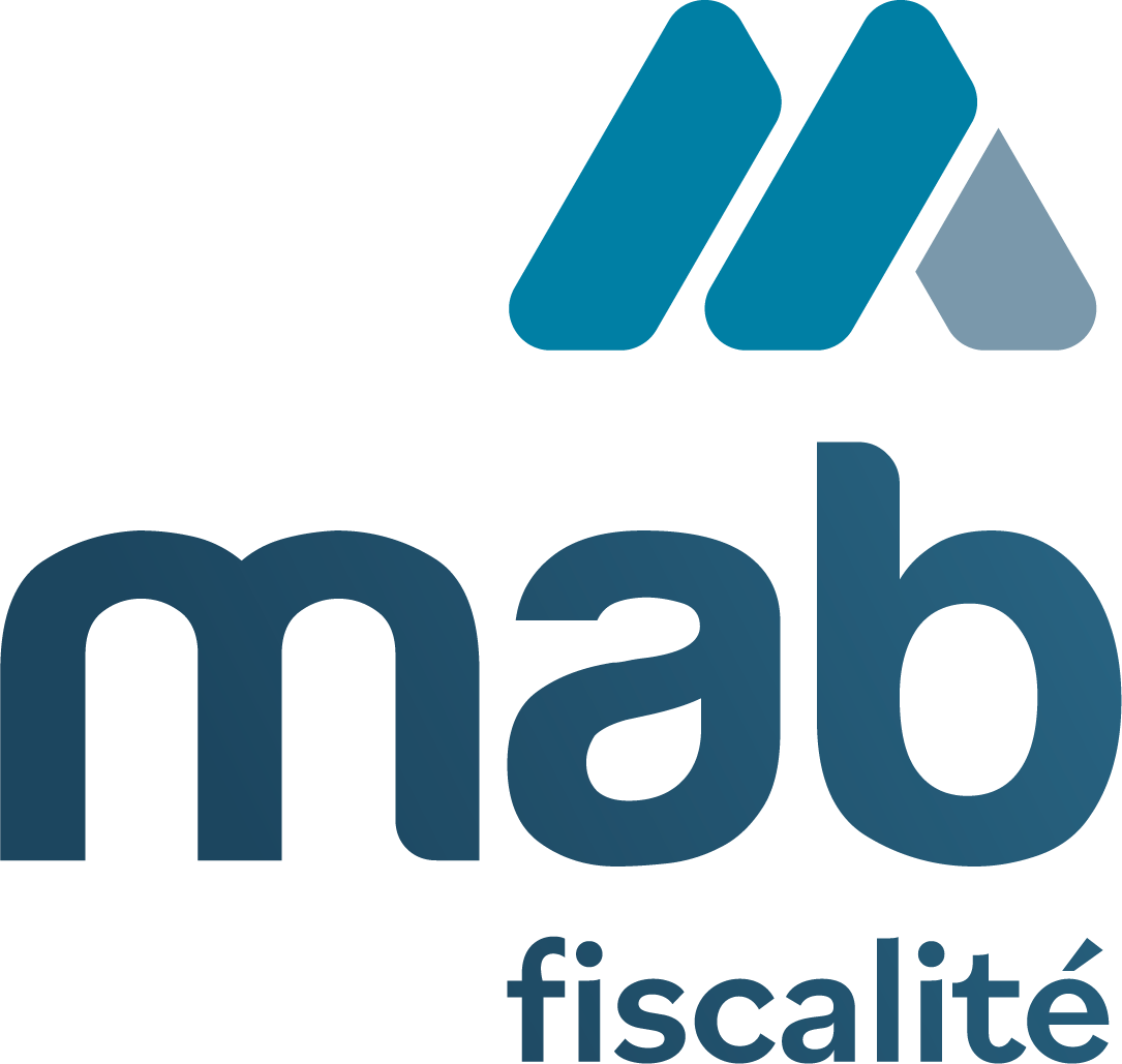 Un logo bleu et blanc pour mab fiscalite