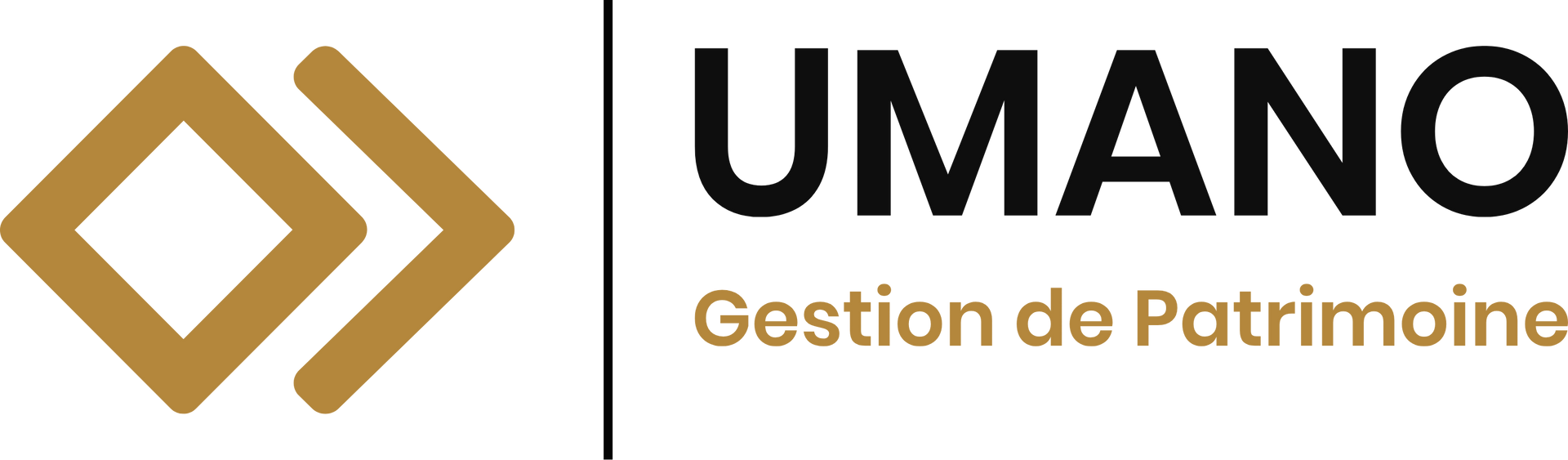 Un logo pour umano gestion de patrimoine avec un diamant en or