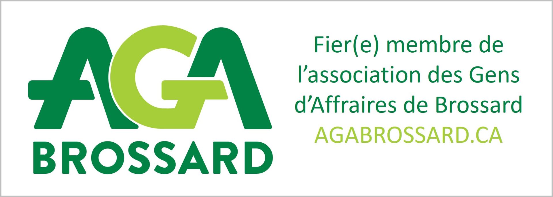 Un logo vert et blanc pour aga brossard