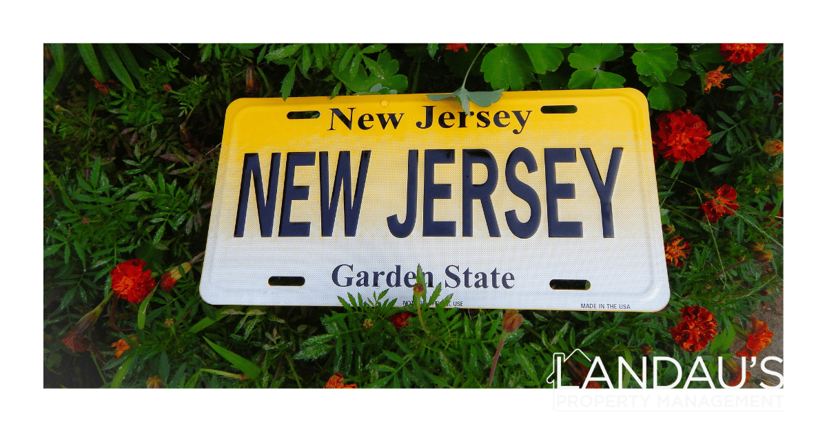 New Jersey License Plate Photo for Blog for Landau's Property Management Article Top 3 Places to Rent in NJ