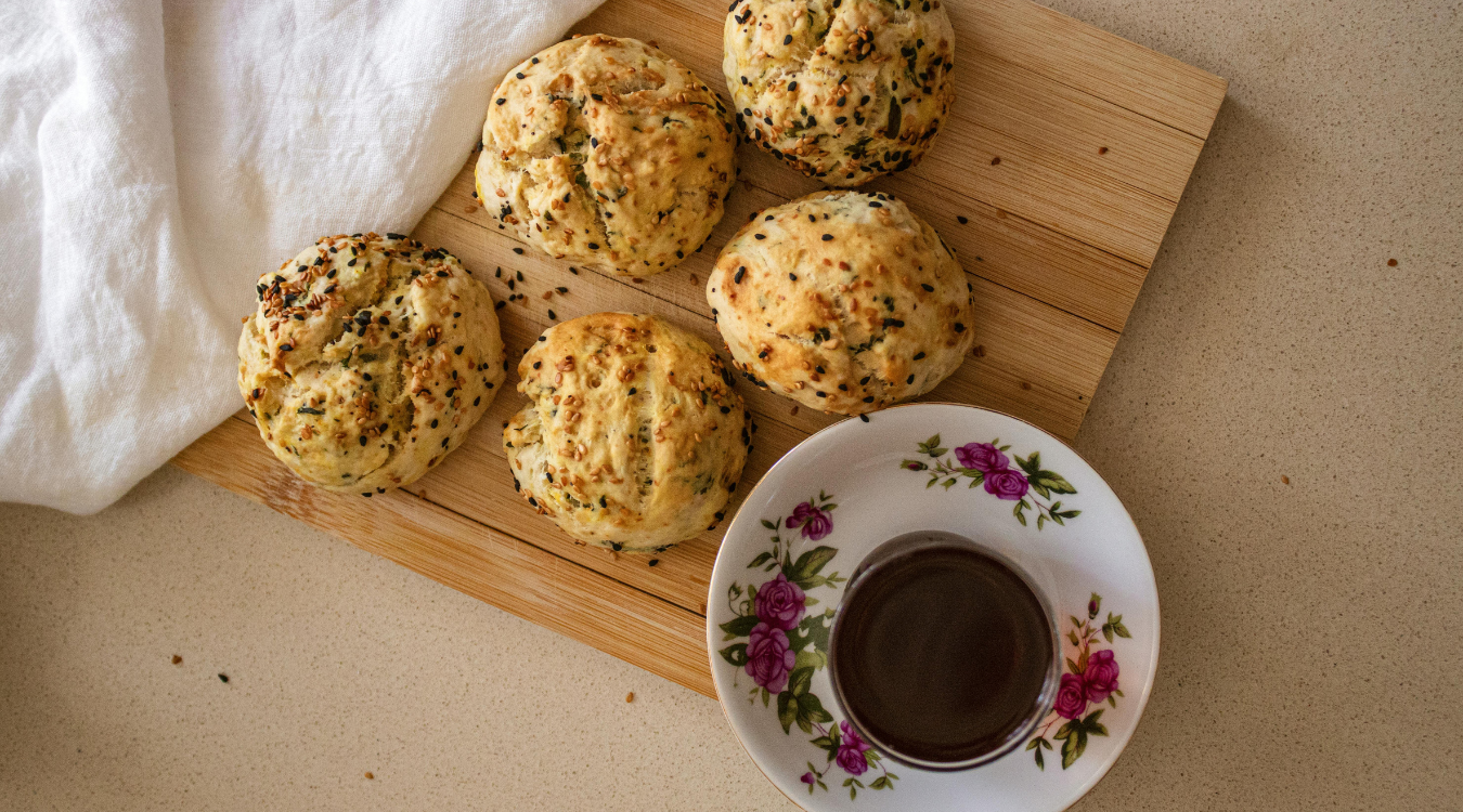 Alternative scone idea by James James Kitchens with a cup of coffee