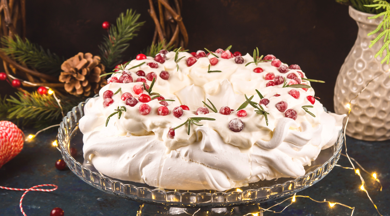 Pavlova made for Christmas Christmas Pavlova dripping in fairy lights