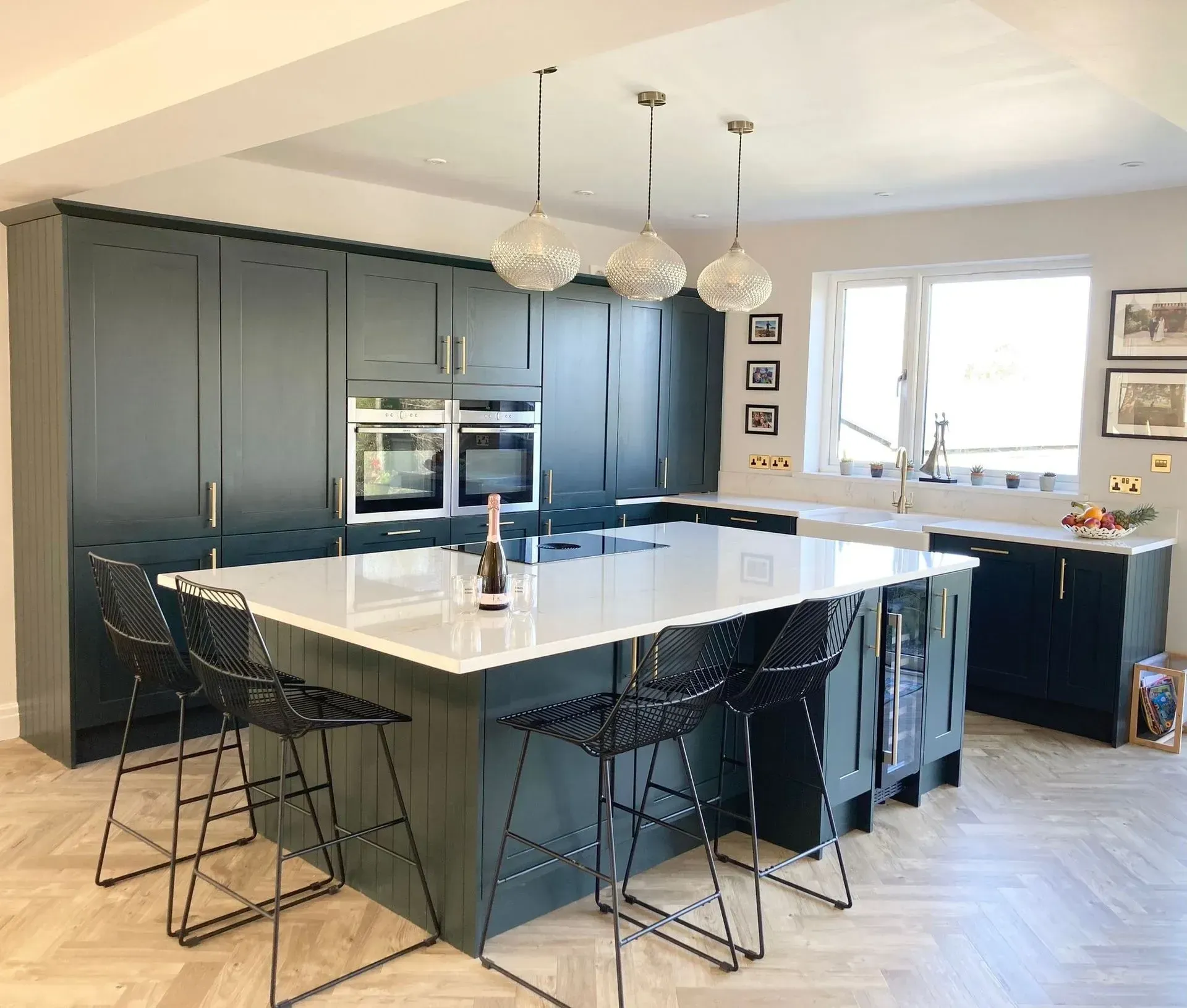 Stunning Luxury Kitchen Designed by James James Kitchens with a beautiful marble top island