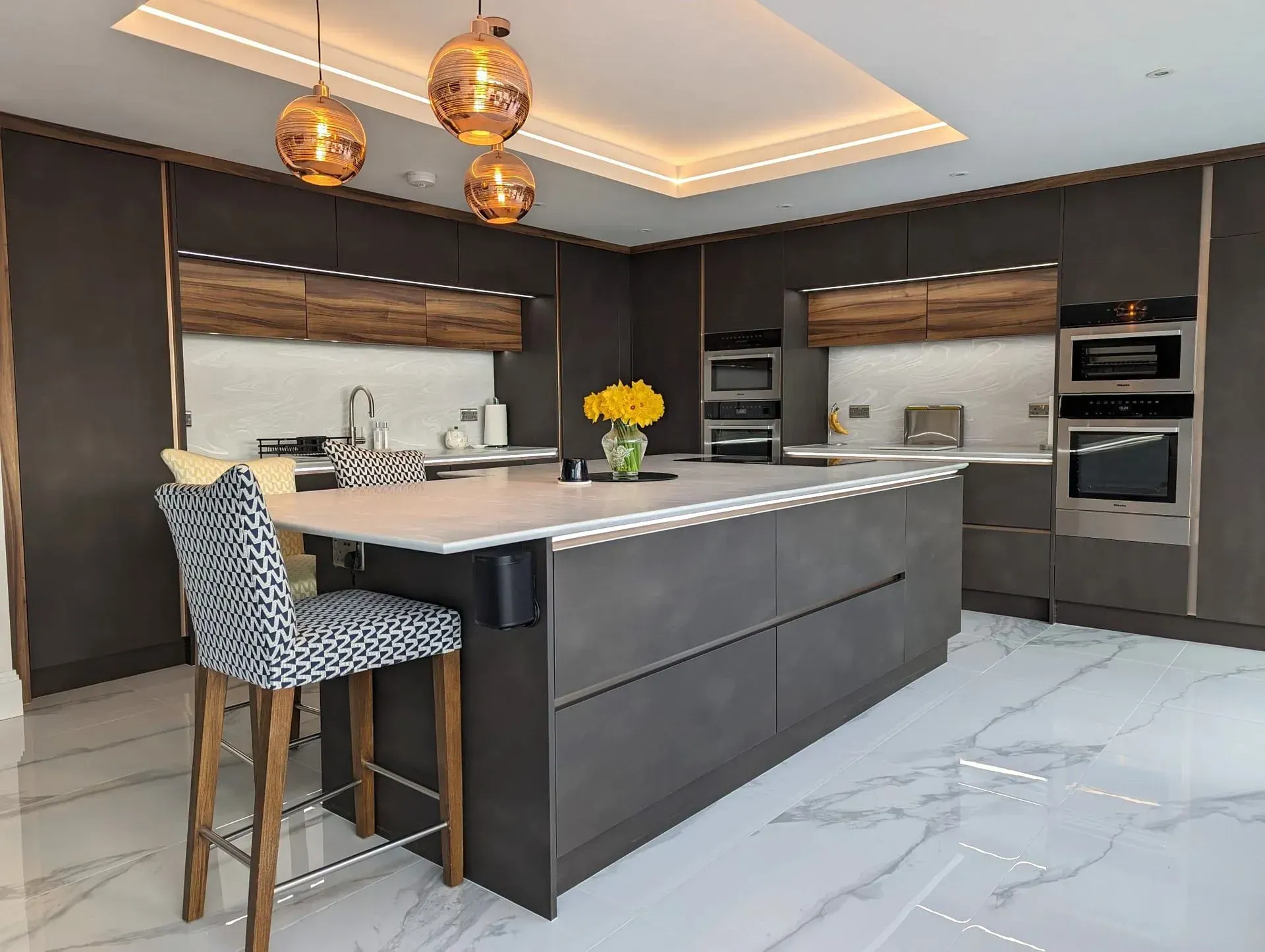 A beautiful and bright luxury kitchen designed by James James Kitchens