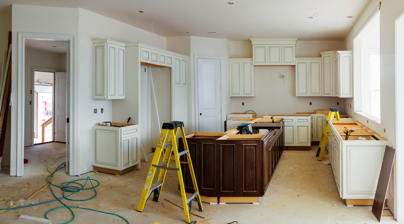 White kitchen going through a luxury remodel Kitchen in the process of a renovation