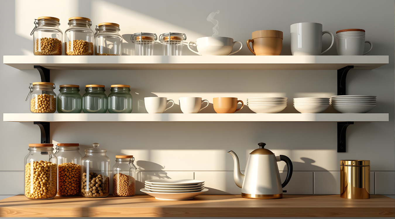 Luxury Kitchen with great open shelving storage Kitchen Storage Ideas with James James Kitchens