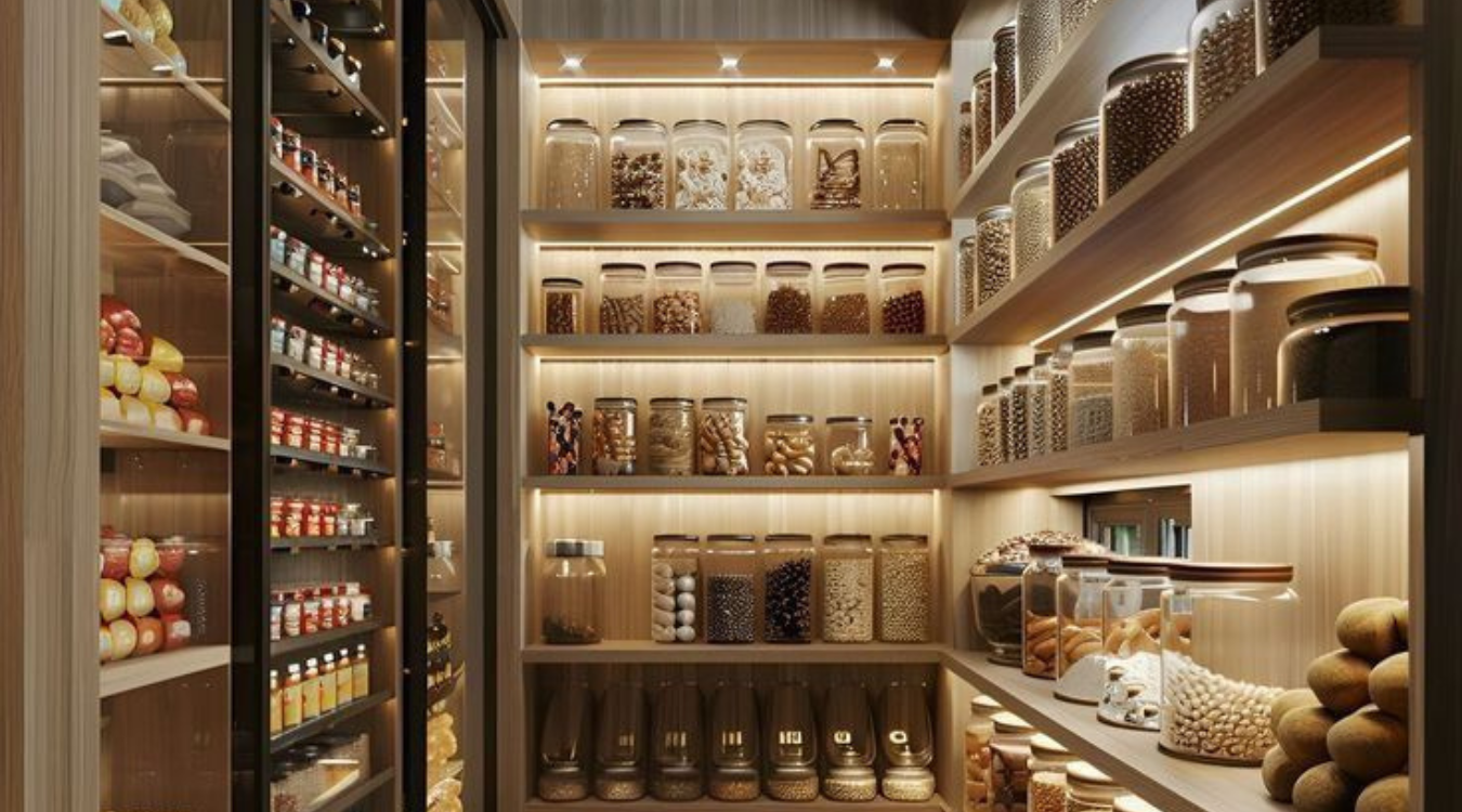 Stylish pantry within an upscale interior kitchen design
