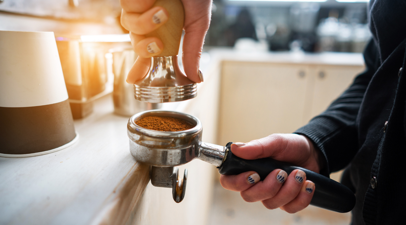 Coffee press in an upscale kitchen interior design Making freshly ground coffee in a luxury kitchen design