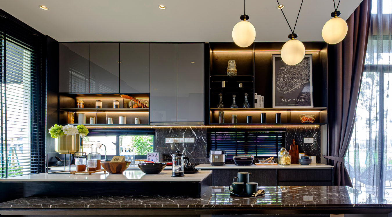 Stunning open storage in a high end kitchen with beautiful design Stunning open storage in a high end kitchen