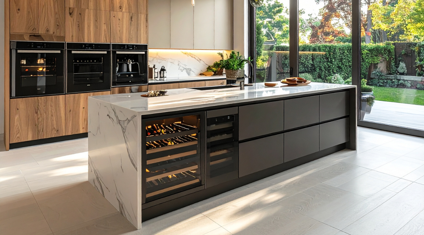Stunning luxury kitchen with integrated appliances for clever storage