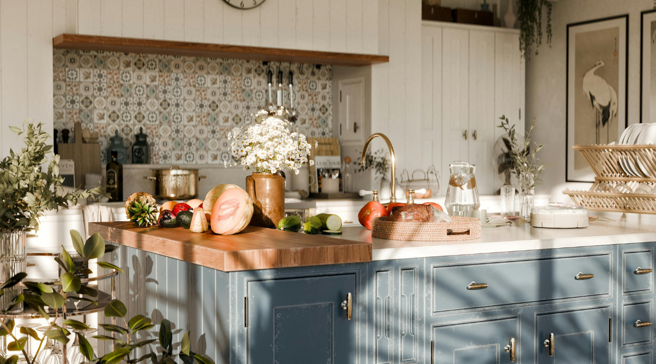 A kitchen styled with Summer inspiration A kitchen styled with Summer inspiration