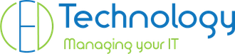a blue and green logo for CED Technology