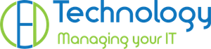 a blue and green logo for CED Technology