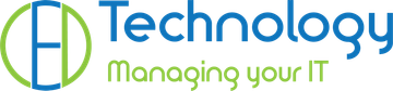a blue and green logo for CED Technology