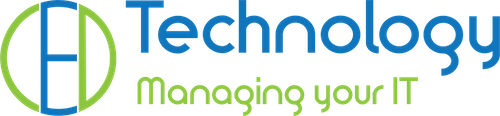 blue and green CED Technology logo