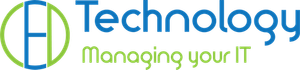 a blue and green logo for CED Technology