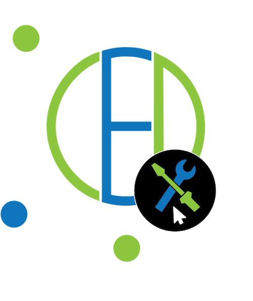 Blue and green logo for CED IT Support