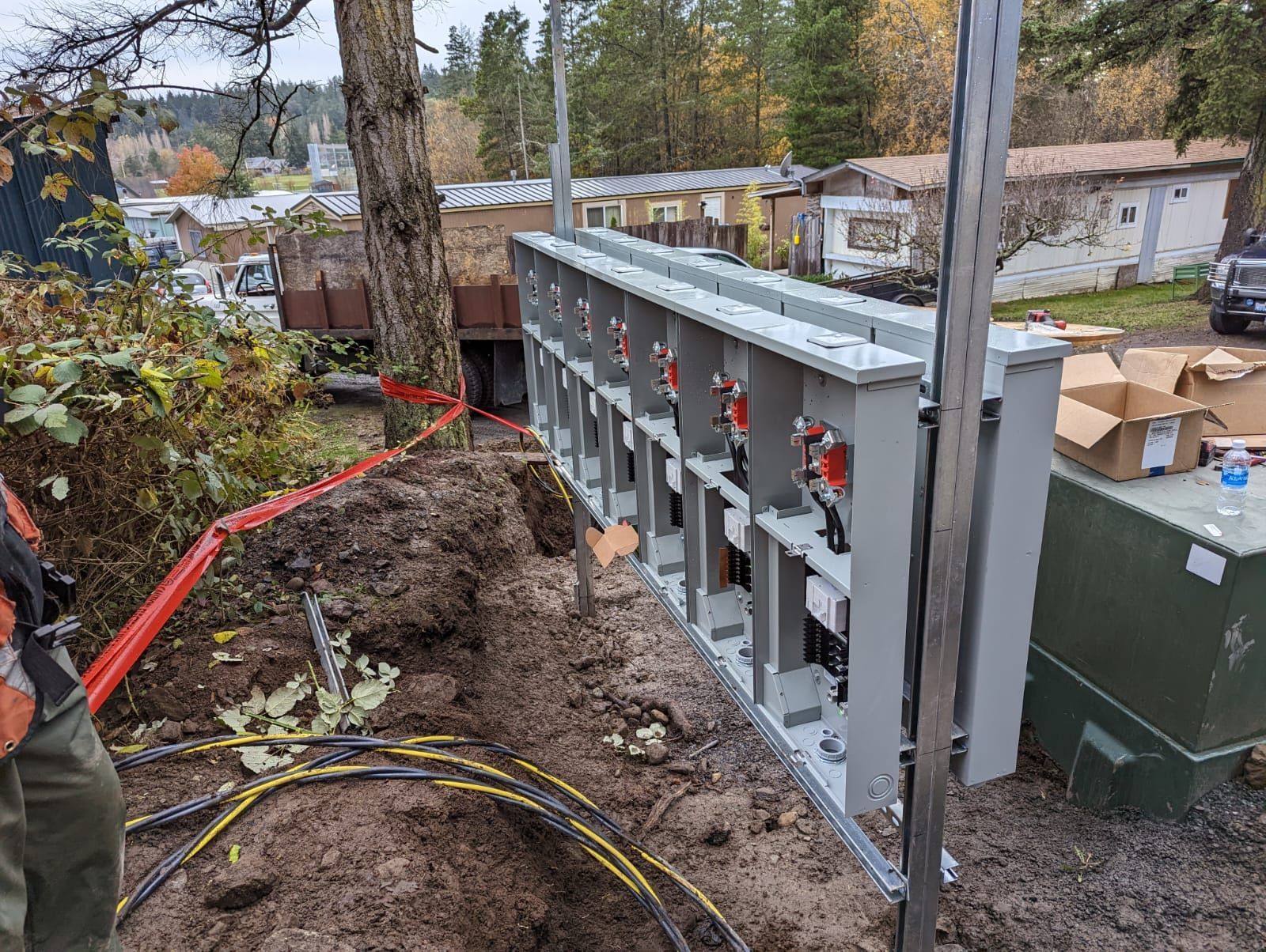 a person is charging an electric car at a charging station