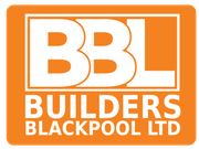 Logo for BBL Builders Blackpool Ltd, white text on orange background: