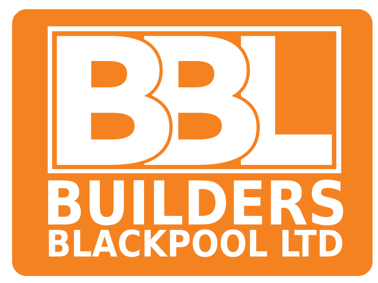 Orange and white logo for BBL Builders Blackpool Ltd, featuring "BBL" stacked letters over the text "BUILDERS BLACKPOOL LTD."
