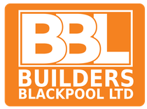 Orange and white logo for BBL Builders Blackpool Ltd, featuring "BBL" stacked letters over the text "BUILDERS BLACKPOOL LTD."