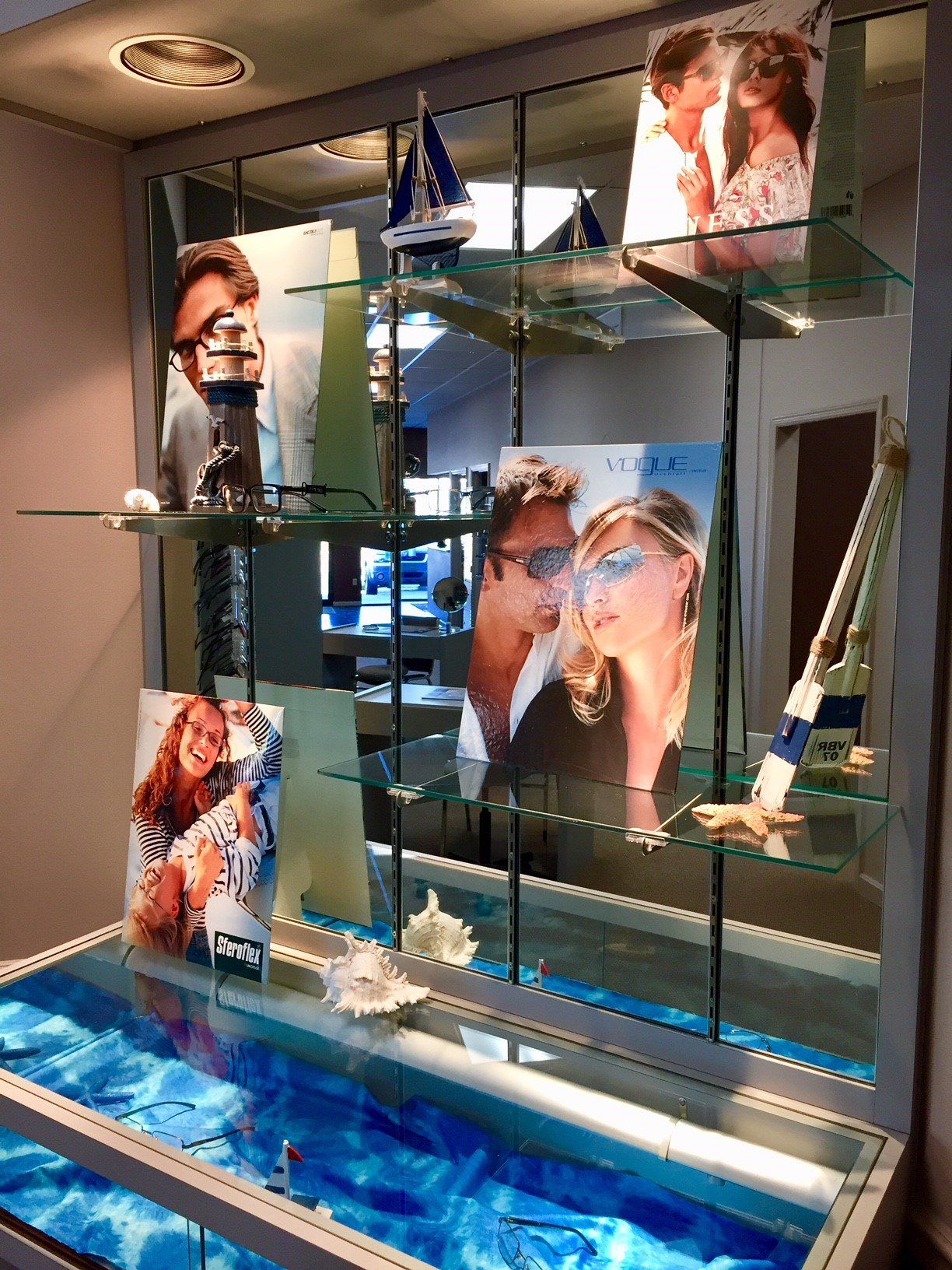 men and women eye wear on display