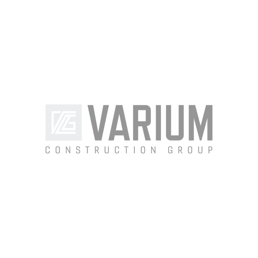 A black and white logo for varium construction group.