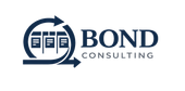Bond Consulting logo with navy building icon and circular arrow on white background