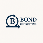 Logo for Bond Consulting: blue circle with arrows around a 