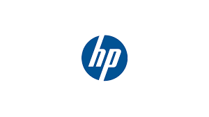 HP logo: Blue circle with lowercase "hp" letters in white.