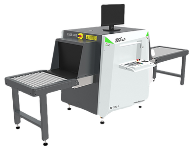 X-ray security scanner with a conveyor belt, control panel, and monitor.