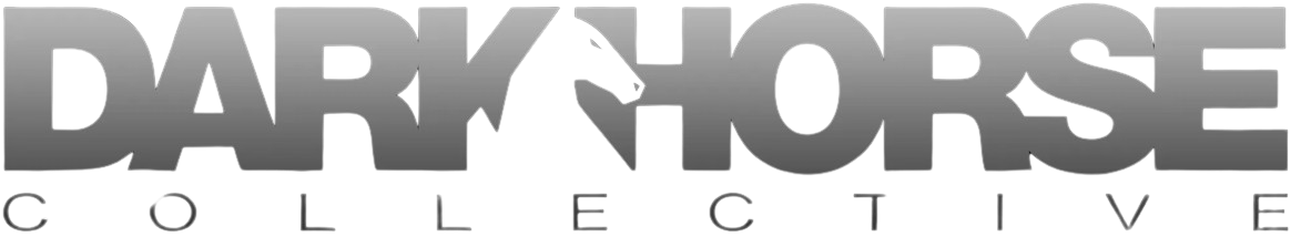 A black and white logo for darkhorse collective