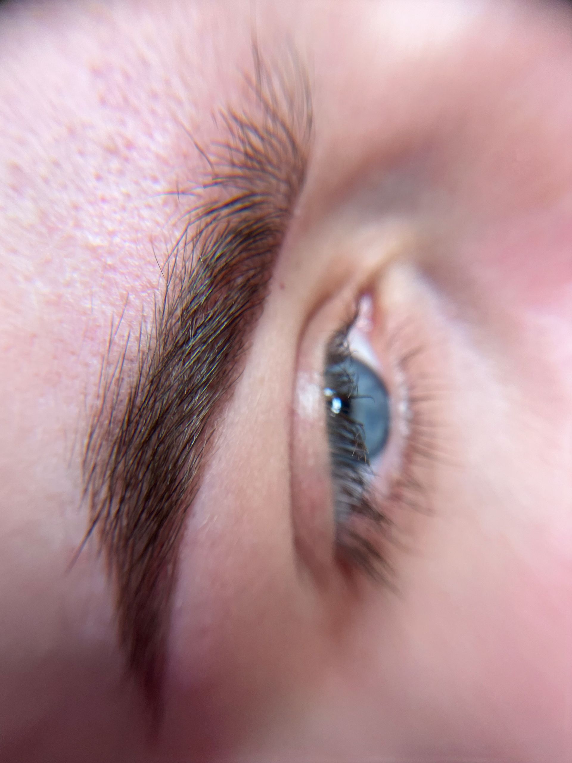 A close up of a person 's eye and eyebrows.