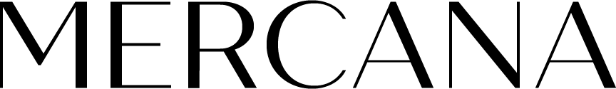 The word mercana is written in black and white on a white background