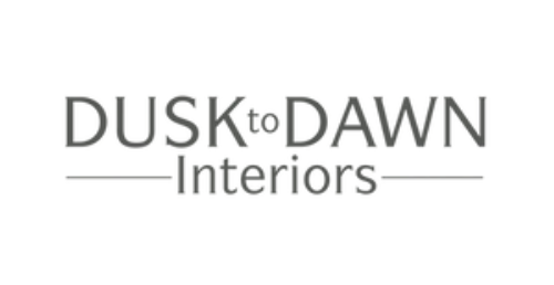 The dusk to dawn interiors logo is on a white background.