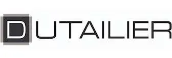 The dutailier logo is a black and white logo with a square in the middle.