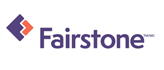 The fairstone logo is purple and orange with a diamond in the middle.